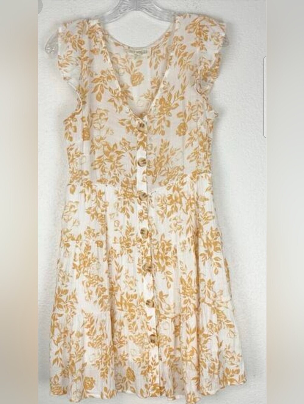 Drees Floral mine White Dress with Mustard Floral Print